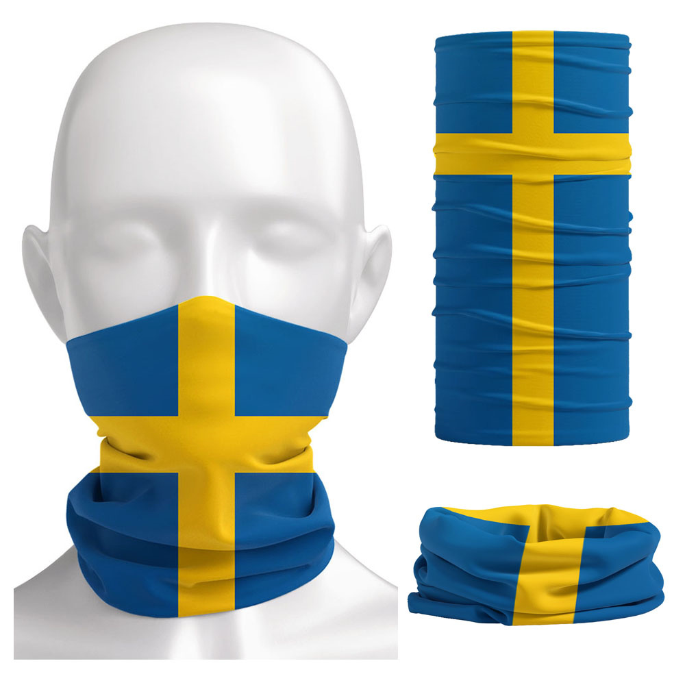 Neck Gaiter Face Cover - Bandana z nadrukiem flagi Szwecji, kominiarka